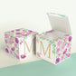 A completely closed block in the form of a cube and a box with an open lid. Both feature the same printable design.