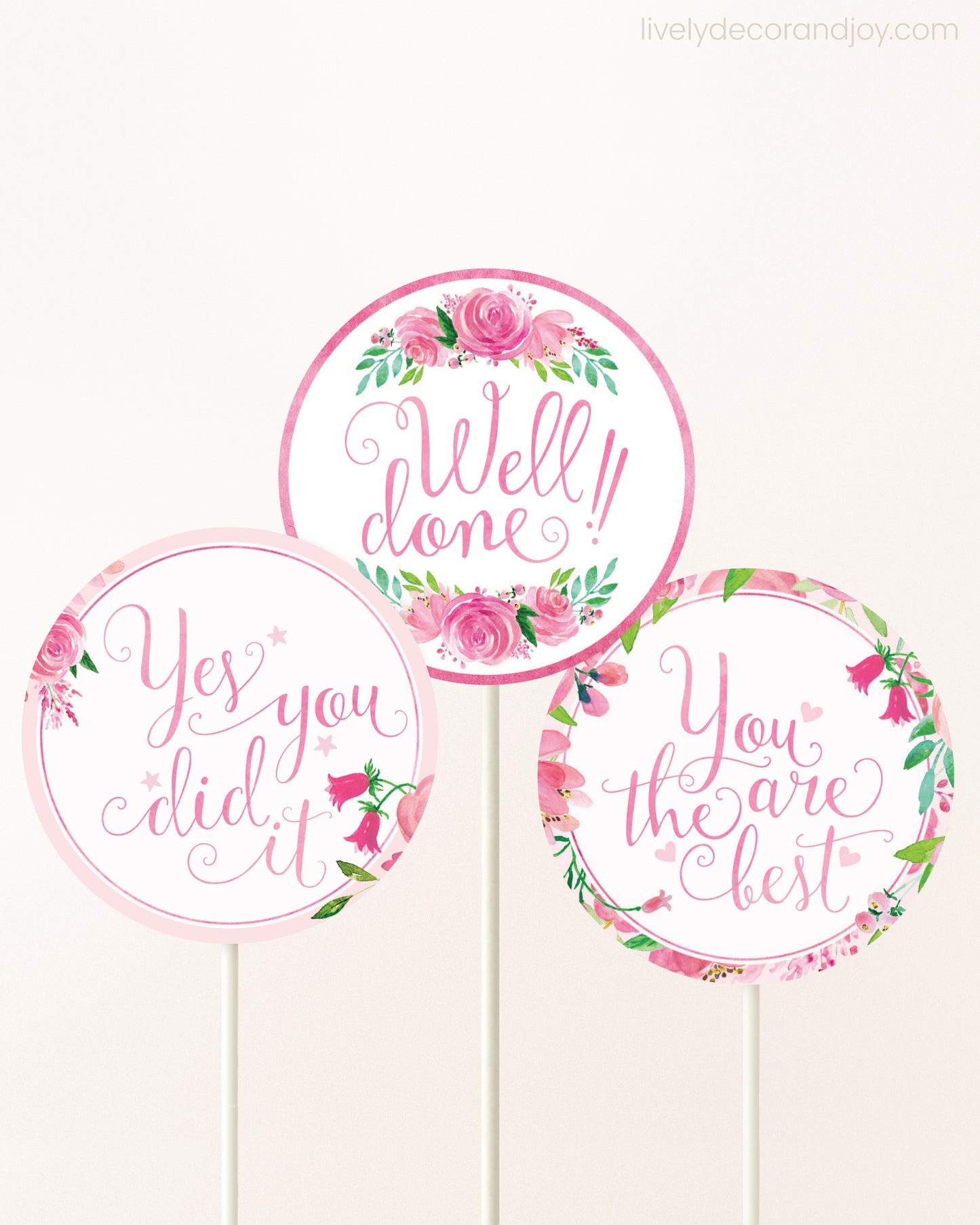 Pink Floral Toppers: Congratulations