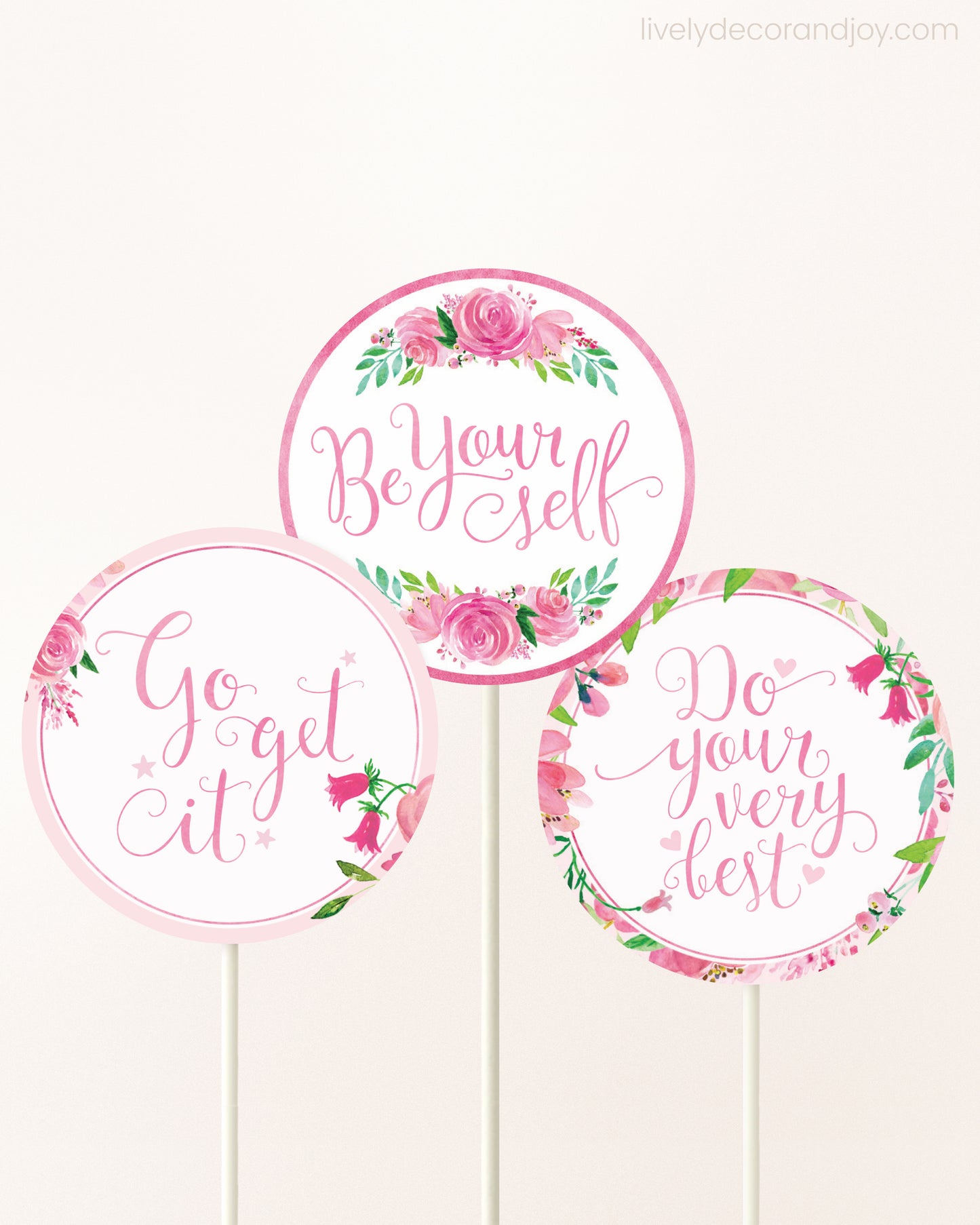 Pink Floral Toppers: Encouragement
