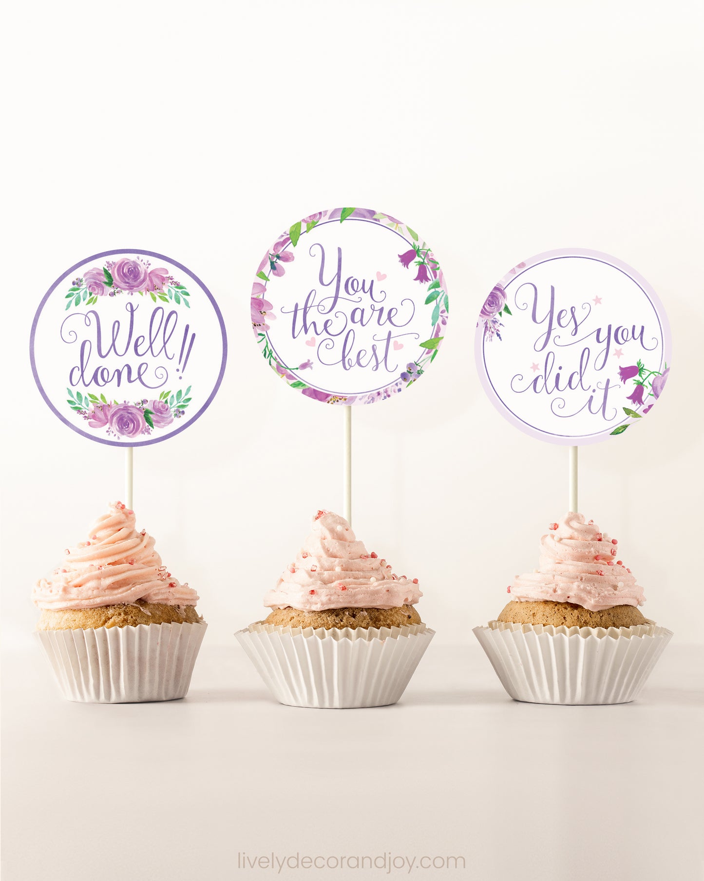 Purple Floral Toppers: Congratulations