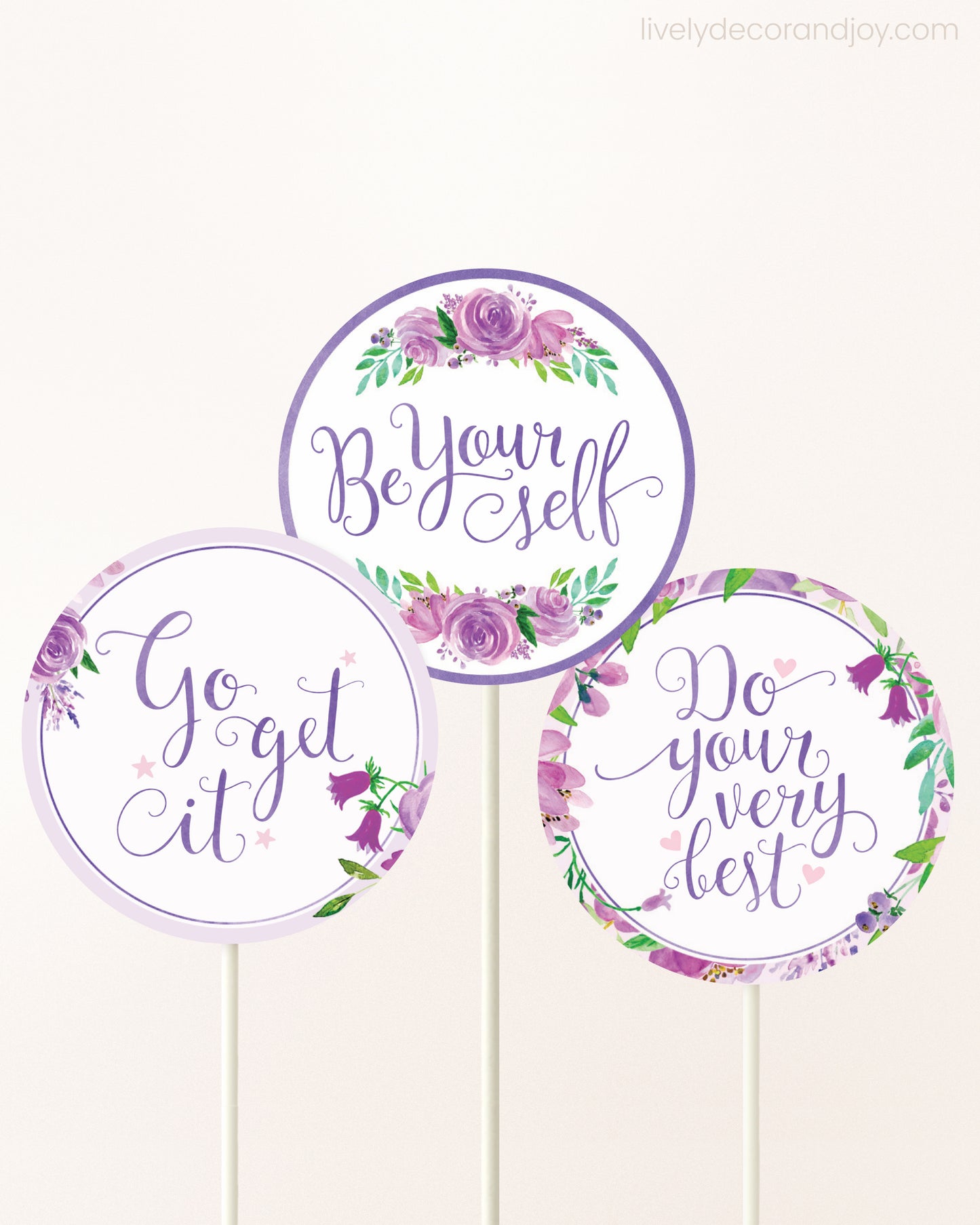 Purple Floral Toppers: Encouragement
