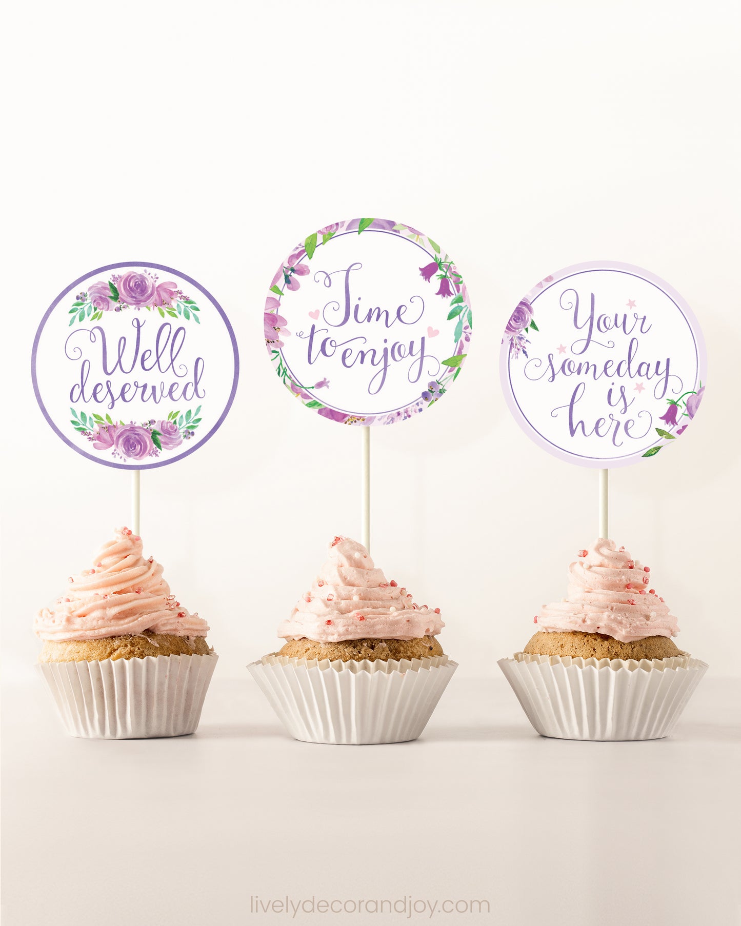 Purple Floral Toppers: Happy Retirement